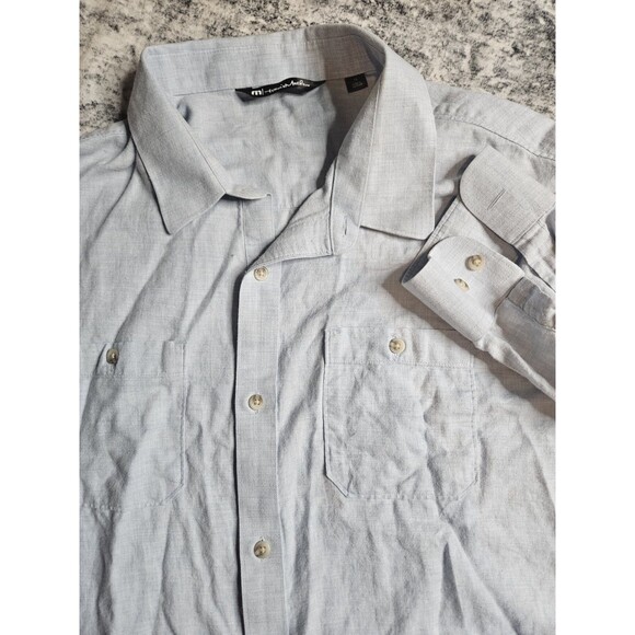 Travis Mathew Shirt XL Long Sleeve Button Up Light Blue Pockets Cotton - Picture 1 of 7
